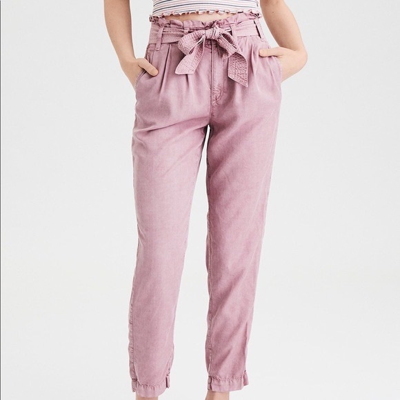 American Eagle Outfitters Pants - American Eagle Outfitters pink paper bag, high waist, wide leg pants